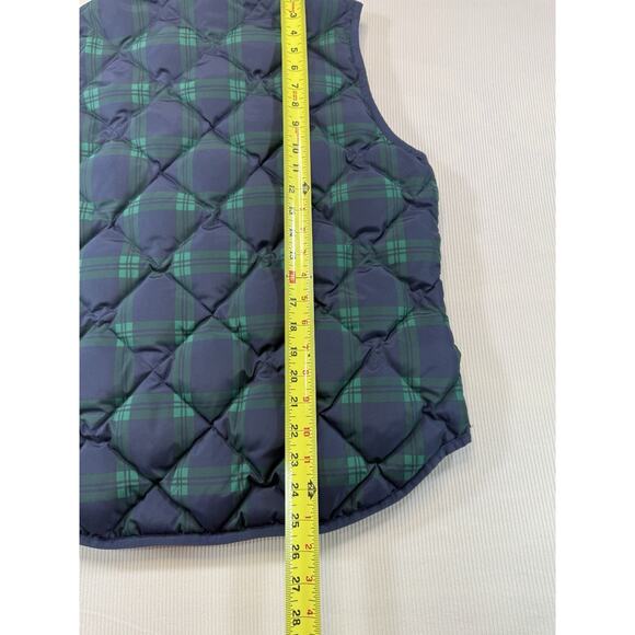 J.Crew Women’s Excursion Down Puffer Vest Navy Green Plaid Quilted Zip Size M - Picture 5 of 8
